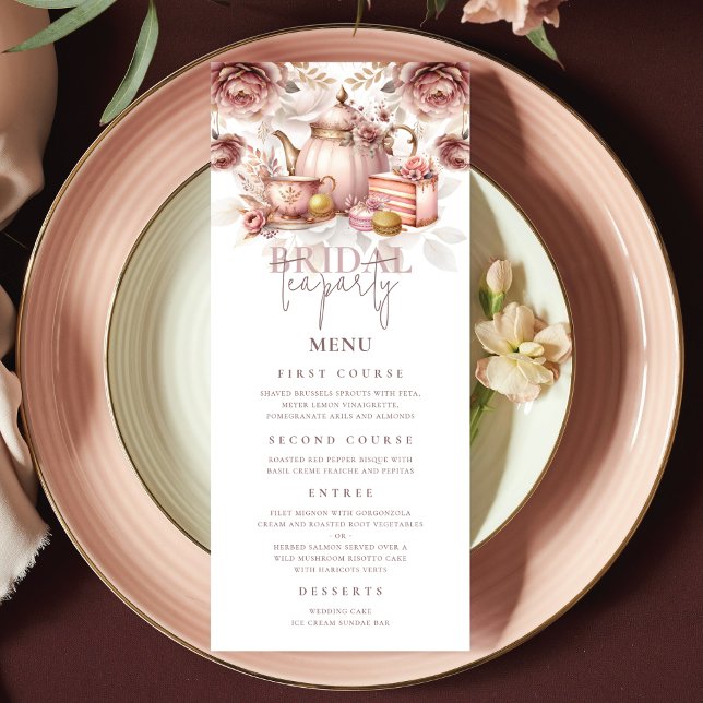 Bridal Tea Shower Pastel Pink Gold Custom Menu (Creator Uploaded)