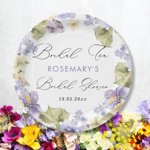 Bridal Tea Watercolor Floral Bridal Shower Paper Plate