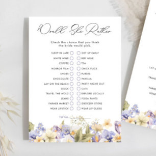 Bridal Tea Would She Rather Bridal Shower Game