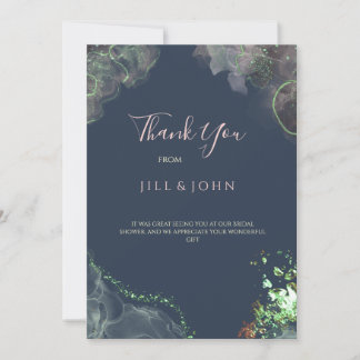  Bridal Thank You Card Abstract Green Navy Wedding