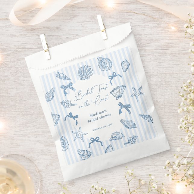 Bridal Toast On The Coast Seashells Bridal Shower Favour Bags (Clipped)