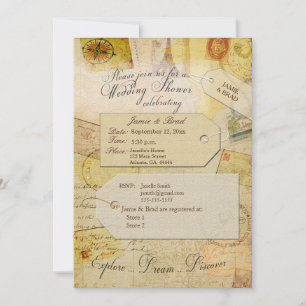 Bridal Travel Shower theme in cocoa and cream Invi Invitation