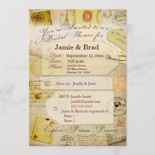 Bridal Travel Shower theme in cocoa and cream Invitation