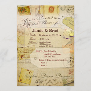 Bridal Travel Shower theme in cocoa and cream Invitation