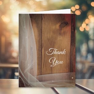 Bridal Veil and Barn Wood Country Thank You Note