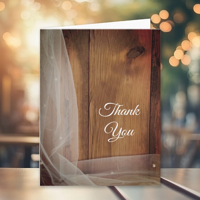 Bridal Veil and Barn Wood Country Thank You Note (Creator Uploaded)