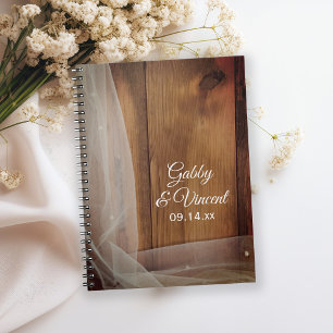 Bridal Veil and Barn Wood Country Wedding Notebook