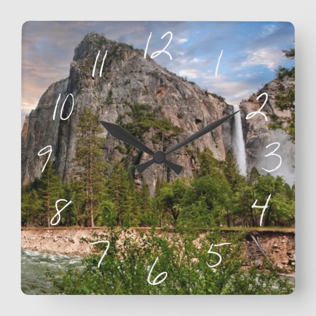 Bridal Veil Falls Square Wall Clock (Front)