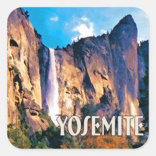 Bridal Veil Falls Yosemite National Park Square Sticker