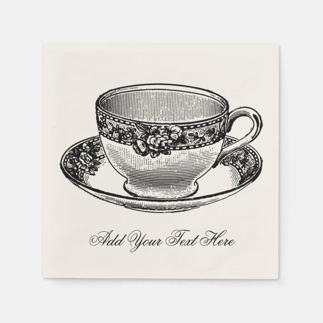 Bridal Vintage Tea Cup Napkin (Front)