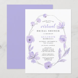 Bridal Virtual Shower   Lavender Floral Watercolor Invitation
