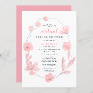 Bridal Virtual Shower   Pink Floral Watercolor Invitation