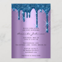 Bridal Wedding Birthday 16th Blue Purple  3D Drips