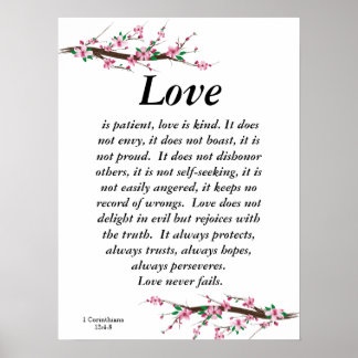 Bridal Wedding Cherry Blossom Love Is Patient  Poster