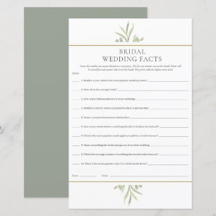 Bridal Wedding Facts Shower Game