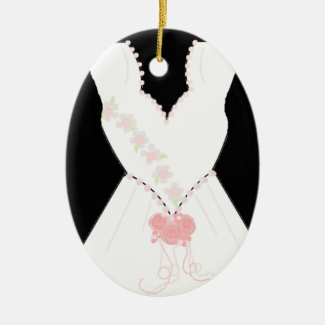 Bridal Wedding Gown Ceramic Tree Decoration (Front)