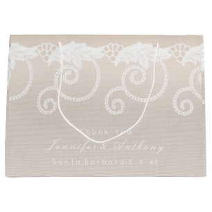 Bridal Wedding Ivory Creamy White Royal Lace Large Gift Bag