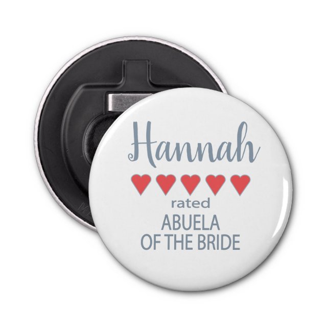 Bridal & Wedding Party 5 Heart Abuela of Bride Bottle Opener (Front)
