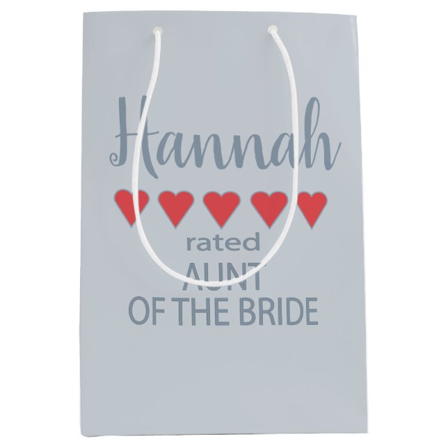 Bridal & Wedding Party 5 Heart Aunt of Bride Medium Gift Bag (Front)