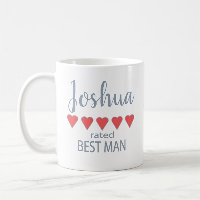 Bridal & Wedding Party 5 Heart Best Man Coffee Mug (Left)
