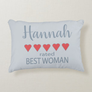 Bridal & Wedding Party 5 Heart Best Woman Decorative Cushion