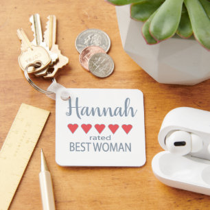 Bridal & Wedding Party 5 Heart Best Woman Key Ring