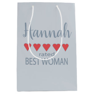 Bridal & Wedding Party 5 Heart Best Woman Medium Gift Bag