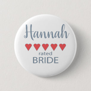 Bridal & Wedding Party 5 Heart Bride 6 Cm Round Badge