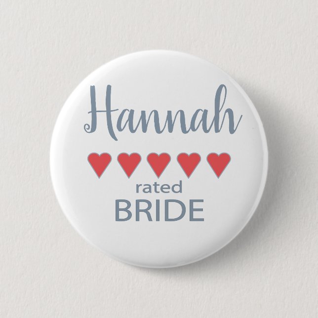 Bridal & Wedding Party 5 Heart Bride 6 Cm Round Badge (Front)