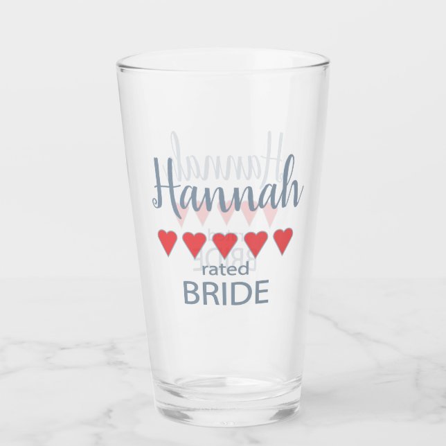 Bridal & Wedding Party 5 Heart Bride Glass (Front)