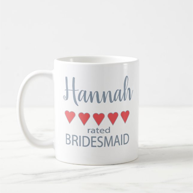 Bridal & Wedding Party 5 Heart Bridesmaid Coffee Mug (Left)