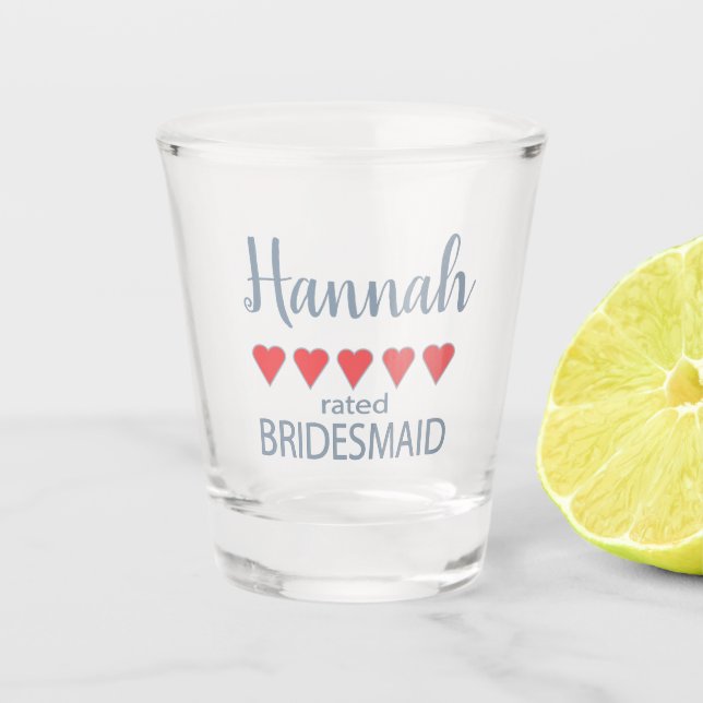Bridal & Wedding Party 5 Heart Bridesmaid Shot Glass (Front)