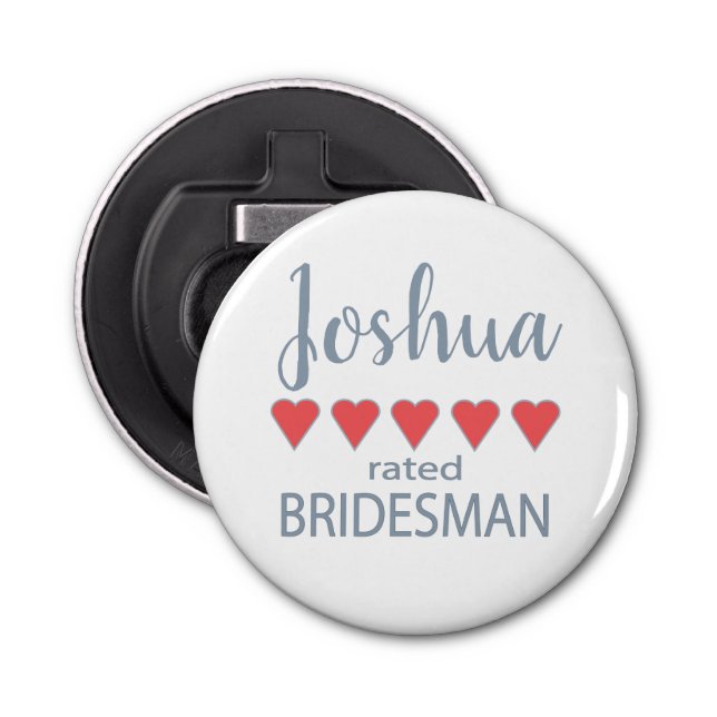 Bridal & Wedding Party 5 Heart Bridesman Bottle Opener (Front)