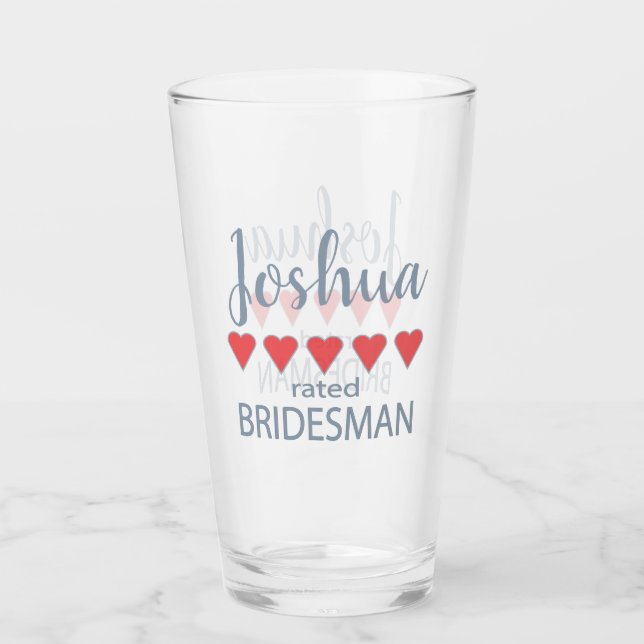 Bridal & Wedding Party 5 Heart Bridesman Glass (Front)