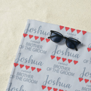 Bridal & Wedding Party 5 Heart Brother of Groom Beach Towel