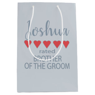 Bridal & Wedding Party 5 Heart Brother of Groom Medium Gift Bag