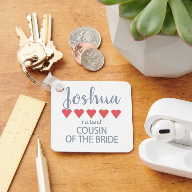 Bridal & Wedding Party 5 Heart Cousin of Bride Key Ring (Desk)