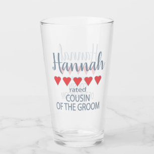 Bridal & Wedding Party 5 Heart Cousin of Groom Glass