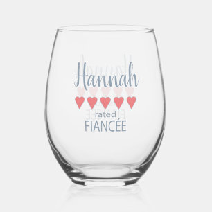Bridal & Wedding Party 5 Heart Fiancee Stemless Wine Glass