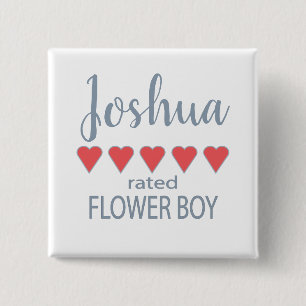 Bridal & Wedding Party 5 Heart Flower Boy 15 Cm Square Badge
