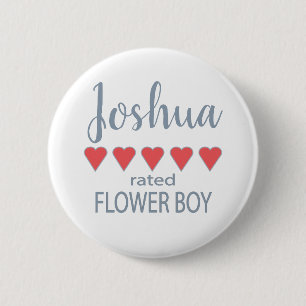 Bridal & Wedding Party 5 Heart Flower Boy 6 Cm Round Badge