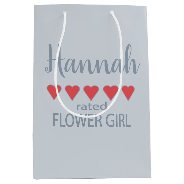 Bridal & Wedding Party 5 Heart Flower Girl Medium Gift Bag (Front)