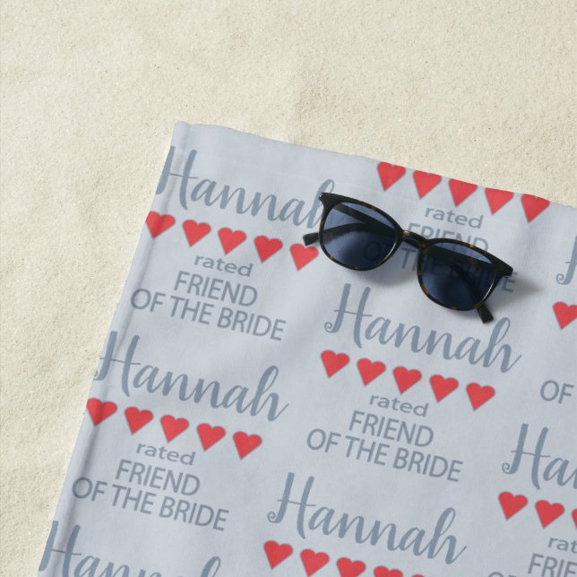 Bridal & Wedding Party 5 Heart Friend of Bride Beach Towel (In Situ)