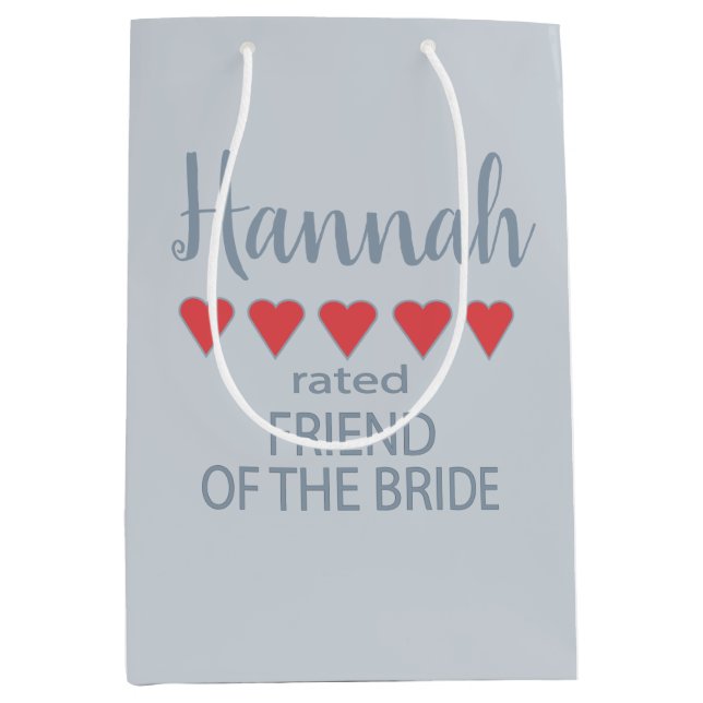 Bridal & Wedding Party 5 Heart Friend of Bride Medium Gift Bag (Front)