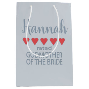 Bridal & Wedding Party 5 Heart Godmother of Bride Medium Gift Bag