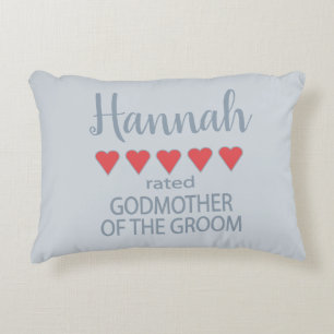 Bridal & Wedding Party 5 Heart Godmother of Groom Decorative Cushion