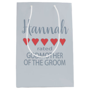 Bridal & Wedding Party 5 Heart Godmother of Groom Medium Gift Bag