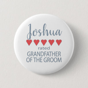 Bridal & Wedding Party 5 Heart Grandfather o Groom 6 Cm Round Badge