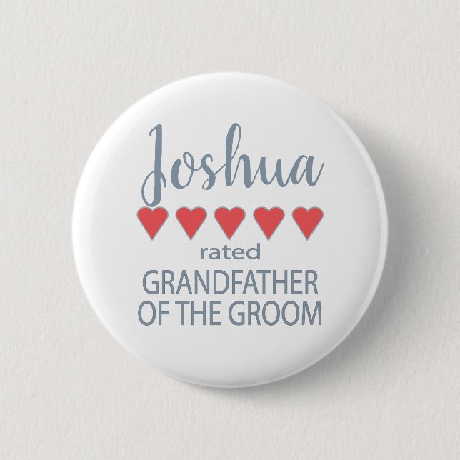 Bridal & Wedding Party 5 Heart Grandfather o Groom 6 Cm Round Badge (Front)