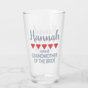 Bridal & Wedding Party 5 Heart Grandmother o Bride Glass
